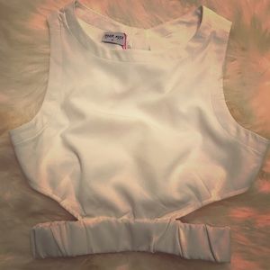 White Backless Tigermist Crop Top